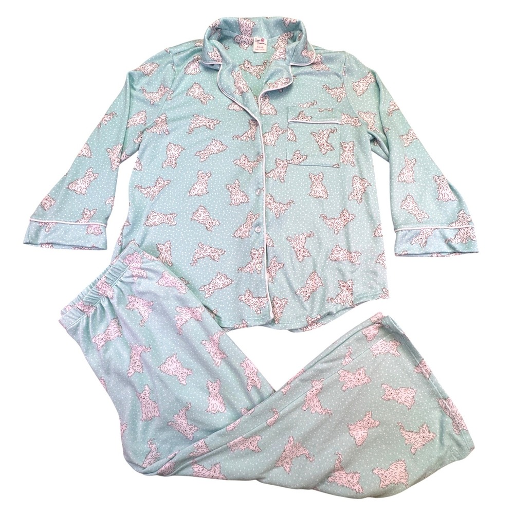 Secret Treasures Women's Pajama Set Size M‎ Dog Print Yorkie Westie Terrier